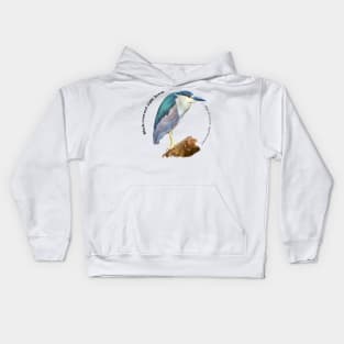 Black-crowned night heron tropical bird pin Kids Hoodie